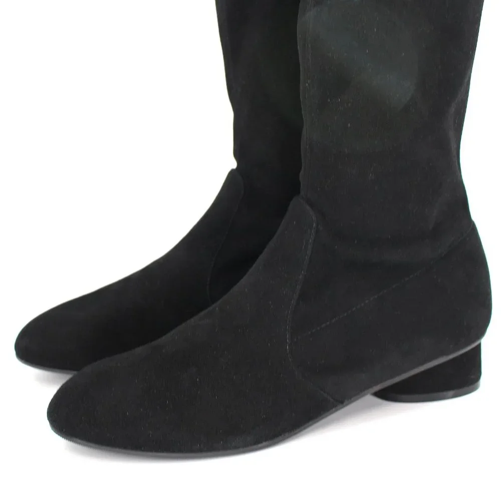 Stuart Weitzman Genna 25 City Boot Over The Knee Suede Boots Black 6.5 NEW